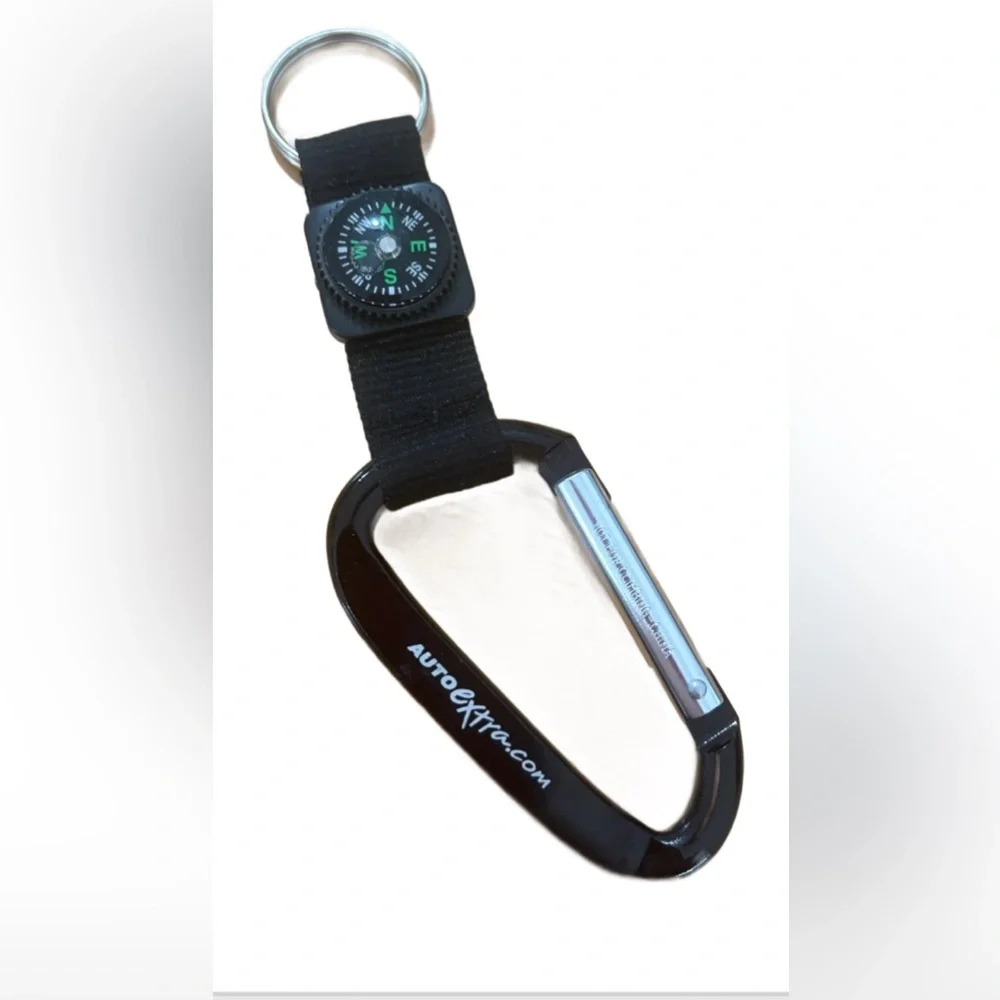 Black Carabiner with Compass